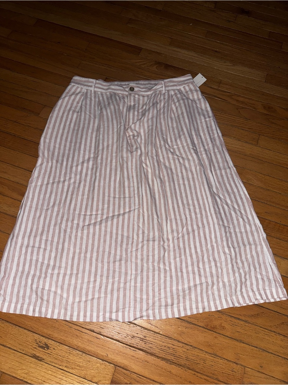 a new day Pink and White Striped A-Line Midi Skirt